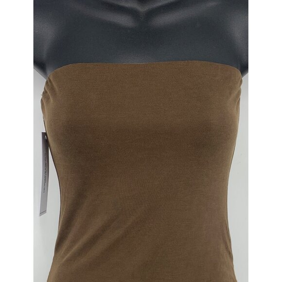 Princess Polly Size 4 Love Chocolate Brown Strapless Ruffle Hem Mini Dress New - Picture 3 of 8